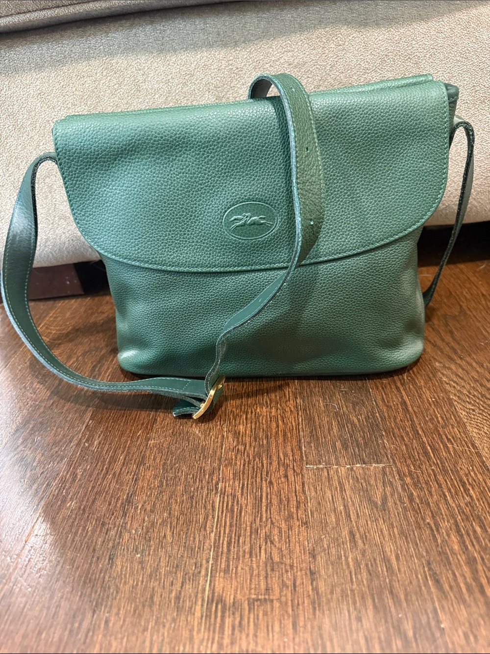 Longchamp Green Leather bag with Signature Logo